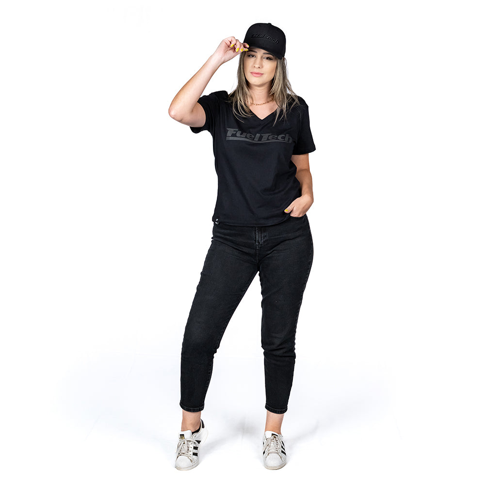 Camiseta Baby Look Preta Carbono